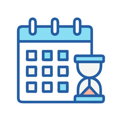 Calendar and Hourglass Icon Combo Representing Time Management Icon Design