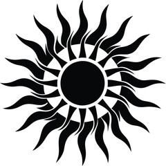 sun black and white silhouette vector design