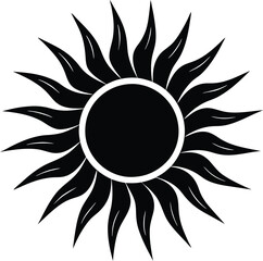 sun black and white silhouette vector design