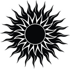 sun black and white silhouette vector design