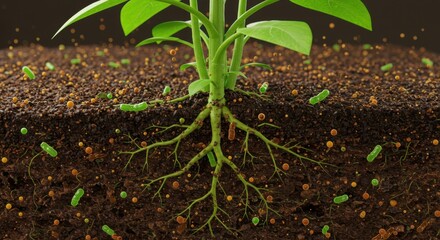Microscopic World Beneath: Plant Roots and Soil Microbiome Interaction Visualization