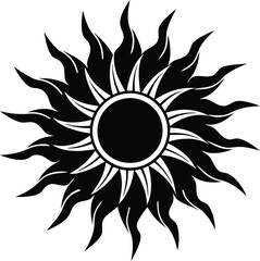 sun black and white silhouette vector design