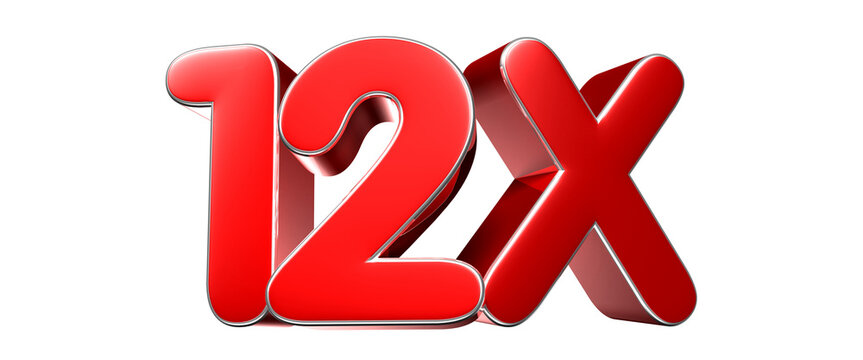 12x red 3D illustration. Advertising signs. Product design. Product sales.
