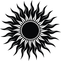 sun black and white silhouette vector design
