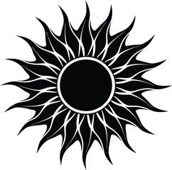 sun black and white silhouette vector design