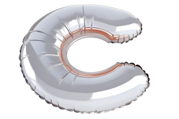 Silver C Letter Balloon Isolated On Transparent Background 3d Illustration