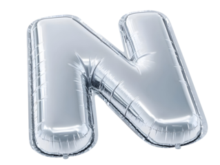 Silver N Letter Balloon Isolated On A Black Transparent Background 3d Render