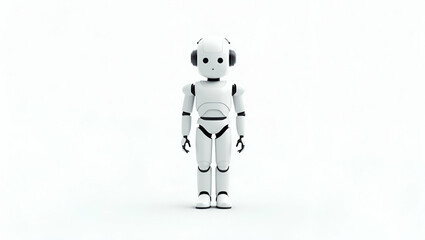 Fototapeta premium Flat Minimalist wallpaper design with expansive empty space and elegant digital geometry that encapsulates humanoid AI by fusing advanced artificial intelligence with modern robotic forms to evoke fut