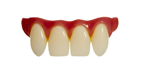 Realistic Image Of White Teeth On Pink Gums Isolated On Transparent Background