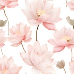 Naklejka premium Seamless pattern of soft pink lotus flowers nature digital art minimalist design tranquil environment