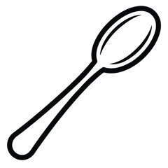 Simple Spoon Vector Line Art.