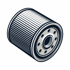 Create a vector illustration of a bold, black-outlined engine oil filter with a clean, modern style.  High detail, sharp lines.