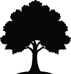 oak tree black and white silhouette vector design