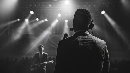 Concert Spotlight: Musician Backstage, Monochrome Photography