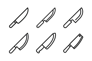 Various Kitchen Knife Vector Outlines.