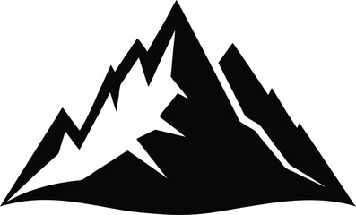 mountain black and white silhouette vector design