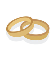 gold wedding couple rings. Vector golden ring