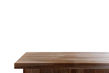 Empty wooden tabletop isolated on white background. For your product placement or montage