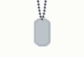 Silver Military Dog Tag with Ball Chain