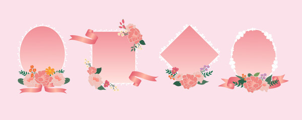 pink flower with white retro frame for mother's day