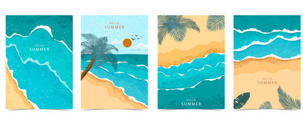 summer landscape background with beach and sand grain texture for vertical a4 design