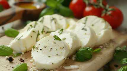 Fresh Mozzarella Cheese: Slices, Herbs, & Tomatoes