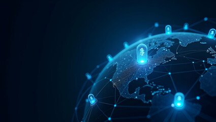 Depicting modern stock visuals of cross border digital currency networks showcasing secure international digital payments advanced blockchain applications and transformative global fintech connectivit