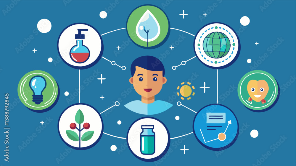 Poster nano action symbols iconic representations of action like exfoliate hydrate and revitalize accompani