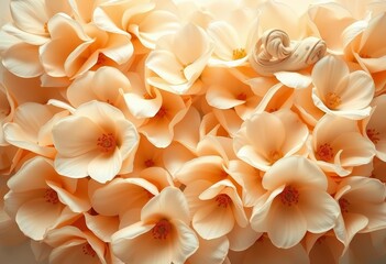 Soft beige and cream petals form an ethereal, luxurious floral background, wallpaper, backdrop