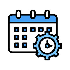 Fototapeta premium Calendar with Clock and Gear Icon Design