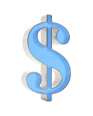 glass symbol dollar on white background. Isolated 3d illustration