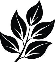 leaves black and white silhouette vector design