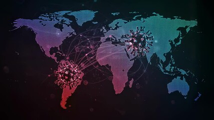 Global spread of infectious disease visualized through a digital map highlighting hotspots and transmission patterns - Powered by Adobe