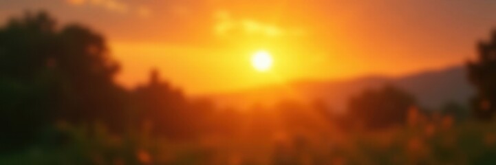 Fototapeta premium Golden sunset, diffused light, glowing bokeh, hazy sky , golden hour, serene, abstract