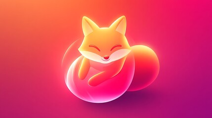 Vivid fox emoji icon glowing on a bold gradient of ruby red and pink coral