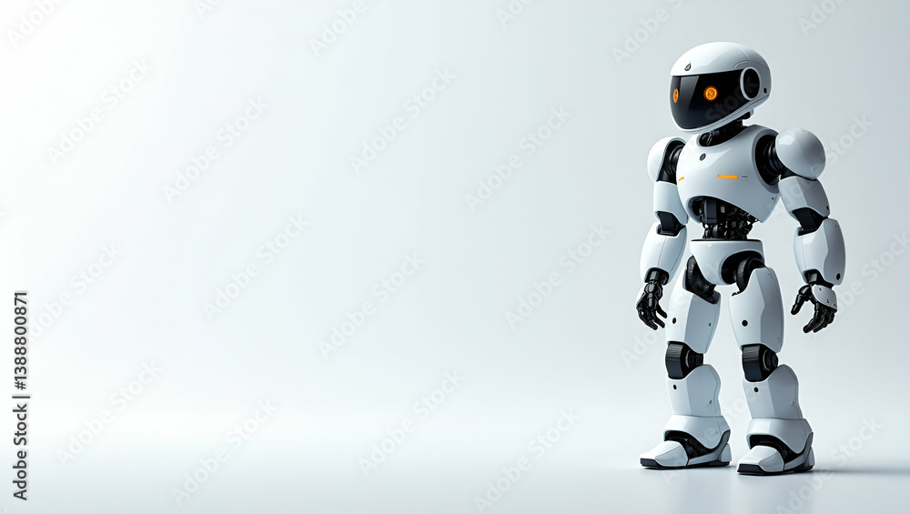 Poster futuristic flat wallpaper design: next-gen robotics & expansive space with precise digital rendering