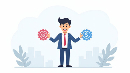 Flat Vector Illustration of AI-Driven Finance Innovations: Capturing Intelligent Systems Analyzing Market Trends with Machine Learning for Streamlined Financial Operations