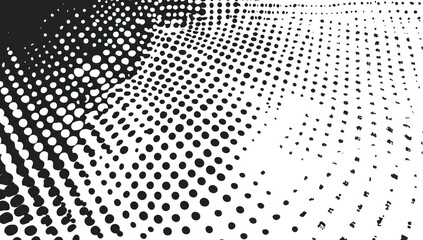 A dynamic composition created from diverse black and white dots