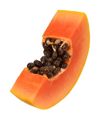 Ripe papaya slices isolated, transparent PNG, PNG format, single