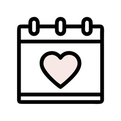 Calendar with Heart Icon Inside Representing Important Event or Special Date Icon Design