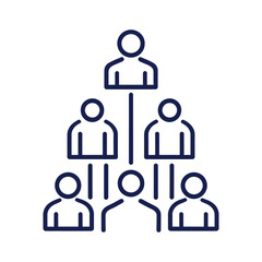 Organizational hierarchy icon showing team structure with manager and employees, representing leadership and company organization