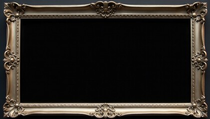 Elegant silver photo frame, retro style, black isolation, vintage, shiny