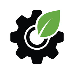 Eco-Friendly Gear and Leaf Icon for Sustainability