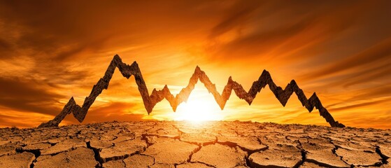 Rising ocean swallowing cracked desert crust, global warming concept, dramatic and symbolic environmental crisis imagery - desert crust water weather dramatic