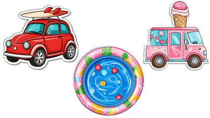 Summer icon Beach Style Collection Clip art, Summer Stickers