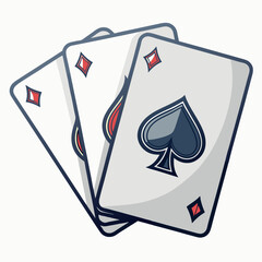 Design bold, vector illustrations of classic casino playing cards;  emphasize thick outlines and strong color contrasts.