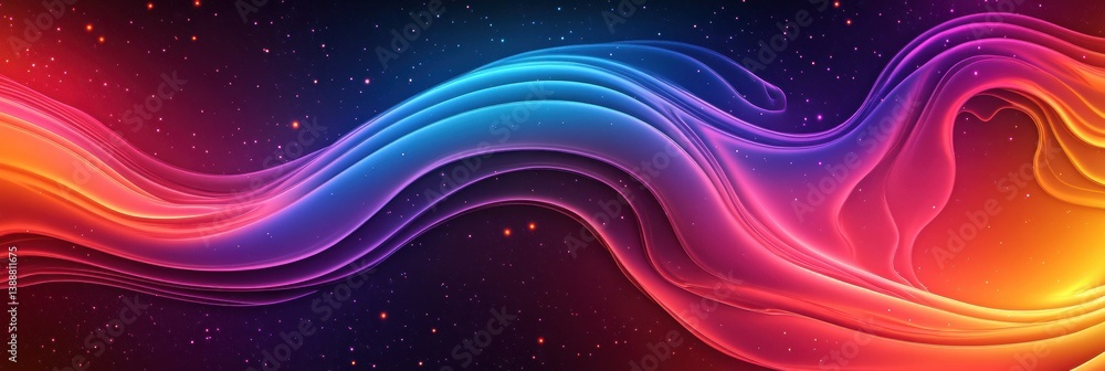 Poster dynamic energy waves represent movement and weight loss in a colorful abstract design