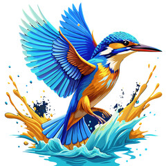 Vector kingfisher high-quality illustration