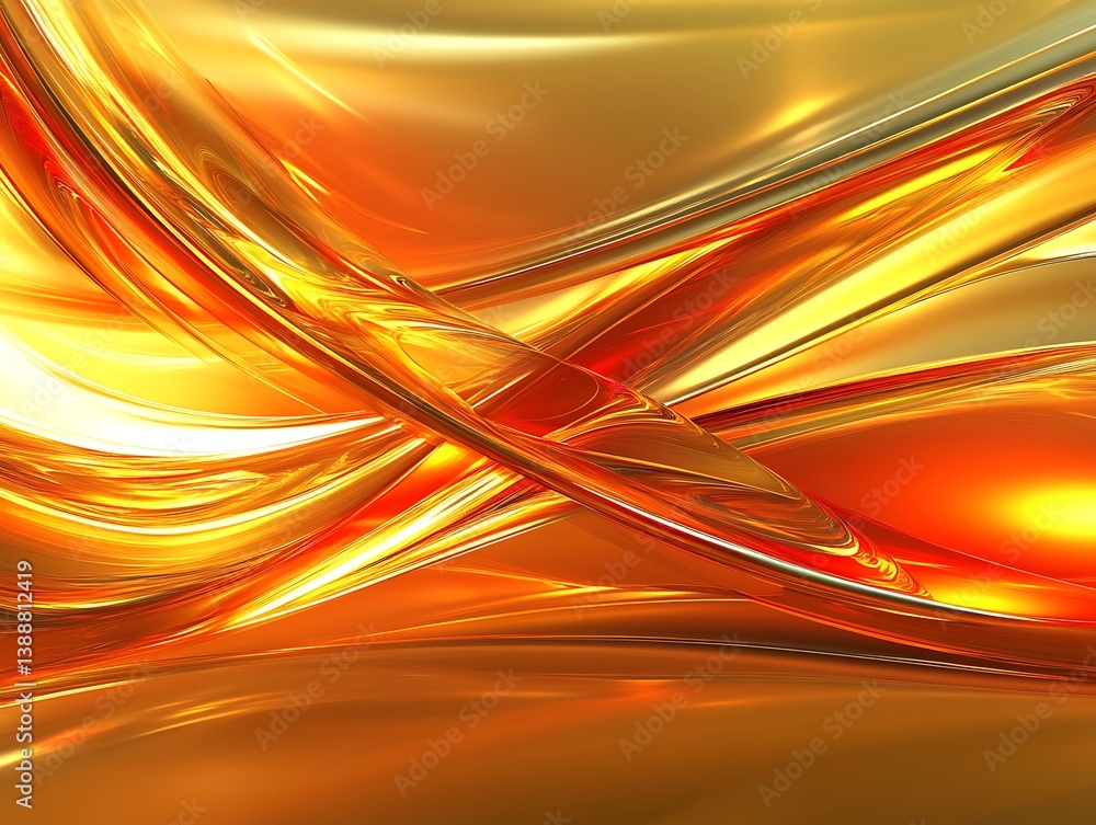 Poster abstract rendering of molten gold curves creating a lustrous texture