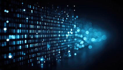 Abstract Digital Binary Code Background With Glowing Blue Light